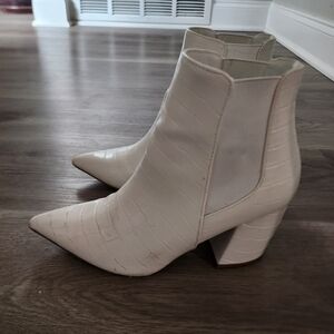Lulus White Croc-Embossed Ankle Boots